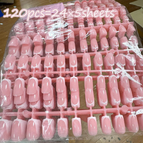 French Short Coffin Nails - 120Pcs Glossy Press-On Tips