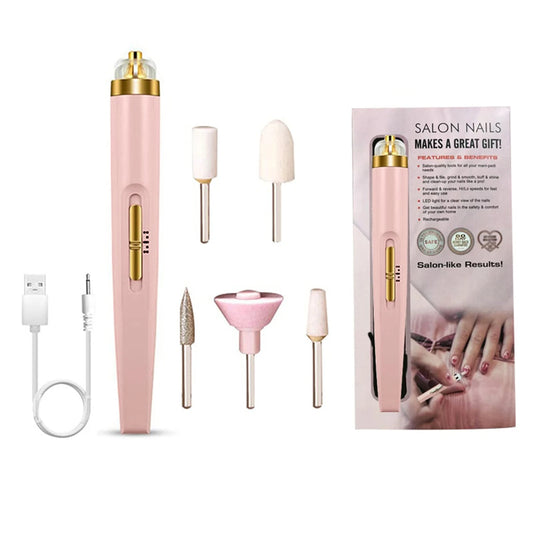 Electric Nail Grinder: Rechargeable, Low Noise, Pro Manicure Set